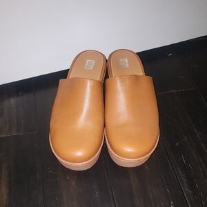 Fitflop Tan Leather Mules Slip-On Comfort